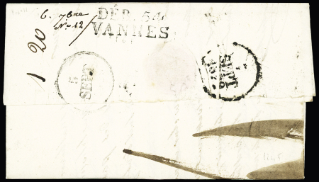 MP "DEB 54 Vannes" (1829), ind 19. TB