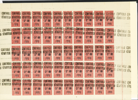 N°25 Une feuille de 50 timbres avec piquage en légère diagonale