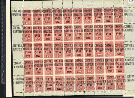 N°25 Une feuille de 50 timbres avec double piquage (dernière rangée verticale) et en légère diagonale entre 2ème et 3ème rangée horizontale
