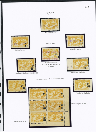 N°191 Ensemble de 13 timbres avec variétés de surch.,8 timbres sans surch. « C des R »