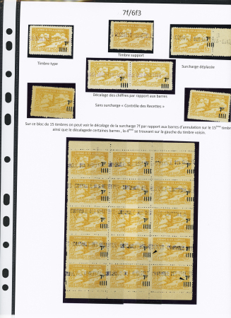 N°192 Ensemble de 21 timbres dont 2 sans surch. « C des R » avec variétés de surch.