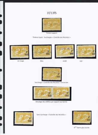 N°189A Ensemble de 9 timbres dont 2 sans surch. « C des R » avec petites variétés