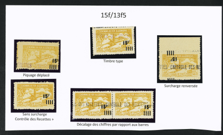 N°194 Ensemble de 6 timbres dont un sans surch. « C des R », 1 piquage déplacé et 1 surch. renversée