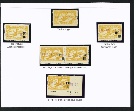 N°195 Ensemble de 5 timbres avec petites variétés de surcharge