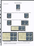 N°42/42A Ensemble sur 2 pages de 20 timbres dont N° 42 avec 2 surélevé, 42A 2 surélevétenant à normal, 2 surélevé avec 3 barres tenant à normal, 2 blocs de 4 avec surch. décalées ou non décalées, erreur 2f
