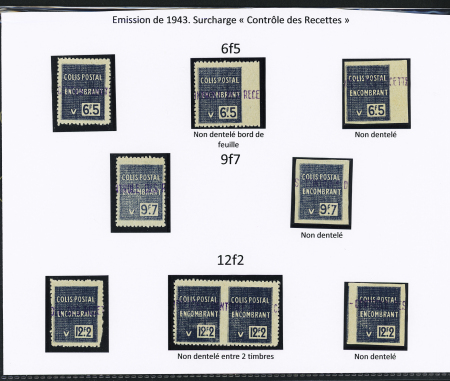 N°127 à 129 Ensemble de 9 timbres dont les 3 ND.,