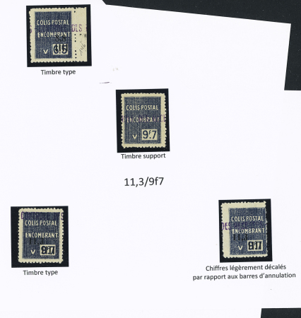 N°147/148 Ensemble sur 2 pages avec 13,4 sans surch. « C. des R. », N.D., paire avec surcharges déplacées
