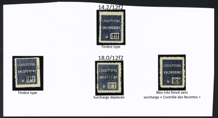 N°149/150 Ensemble de 4 timbres dont surch. déplacée, sans surch. « C. des R. »