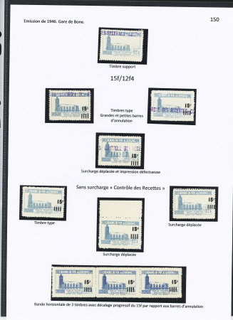 N°164 Ensemble de 9 timbres dont 6 sans surch. « C des R » avec petites variétés