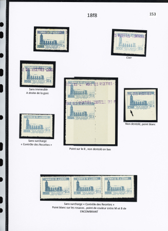 N°160 Ensemble de 10 timbres dont 4 sans surch. « C des R », N.D., N.D. bord de feuille variété point blanc dans la rosace