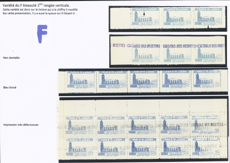 N°161 Ensemble de 21 timbres dont 3 N.D., 8 sans surch. « C des R », avec variété du F de FER