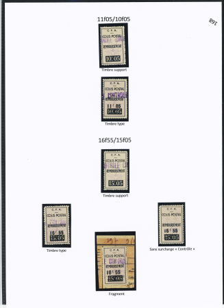 N°80/81 Ensemble de 3 timbres dont un sans surch « C » et un fragment