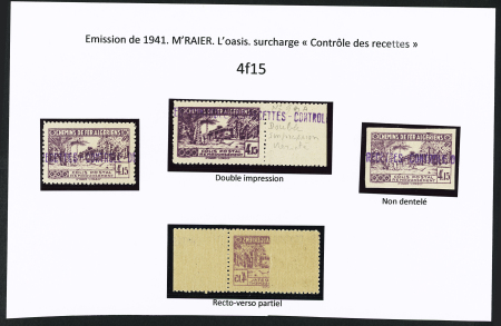 N°90 Ensemble de 4 timbres dont double impression, N.D., recto-verso partiel