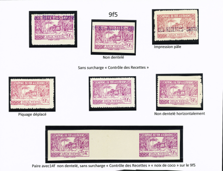 N°154 Ensemble de 8 timbres dont ND., piquage déplacé,