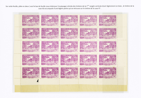 N°156 1 feuille de 50 timbres sans surch. « C des R » avec piquage en biais
