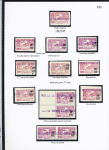 N°177 Ensemble sur 2pages de 26 timbres dont 6 sans surch. « C des R », 2 paires avec double surch. dont une renversée, piquage à cheval, 2 N.D., noix de coco, surch. Déplacée, variétés de barres