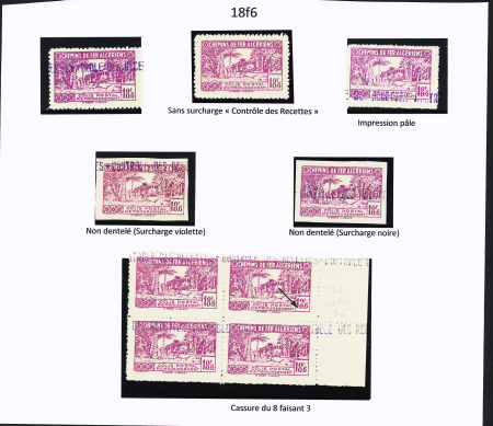 N°157 9 timbres dont 2 N.D., 1 sans surch. « C des R », cassure du 8 faisant 3