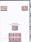 N°181 Ensemble sur 2 pages de 18 timbres dont N.D., surch. déplacée, palme supp., surch. décalées et déplacées, sans surch. « C des R »