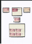 N°163 Ensemble sur 2 pages de 19 timbres dont surch. « C des R » renversée, chiffre 8 cassé donnant 3, surcharges déplacées, à cheval, double surch., N.D. surch. déplacée, N.D. double surch. dont une renversée