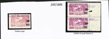 N°163A 3 timbres dont une paire avec 8 brisé donnant 3