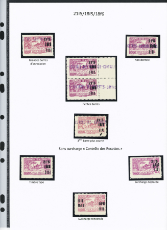 N°180 Ensemble de 8 timbres, 3 sanssurch. « Cdes R », 1 surch. renversée, N.D., variétés De barres