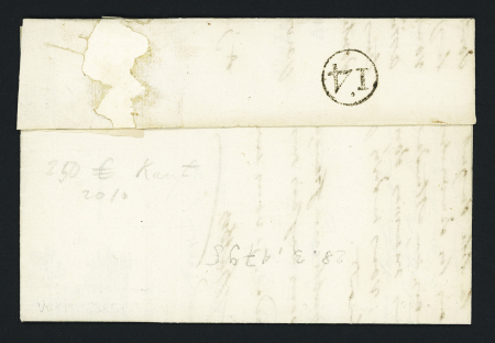 MP "66 OTTMARSHEIM" sur LAC 1795 pour Paris, TTB (ind.20)