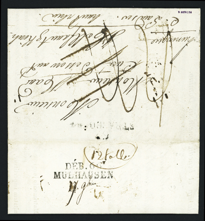 MP "DEB.66 MULHAUSEN" sur lettre avec superbe vignette