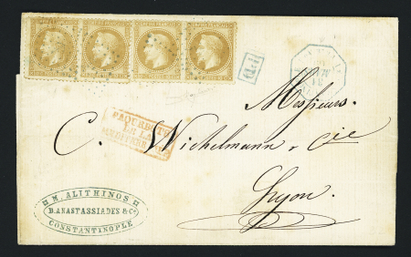 N°21, deux paires, obl. ancre bleu sur LSC pour Lyon,
