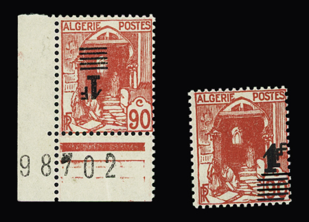 N°158a surcharge renversée cdf (* sur bdf), et 158b