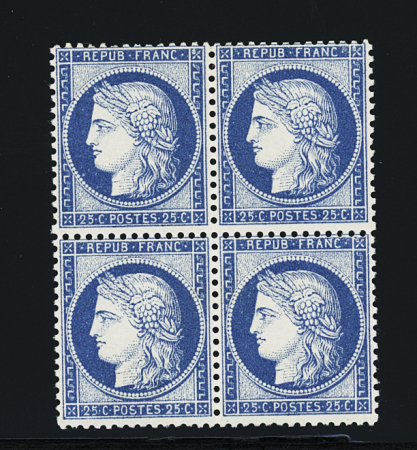 N°60C 25c bleu Type III en bloc de 4, paire du bas
