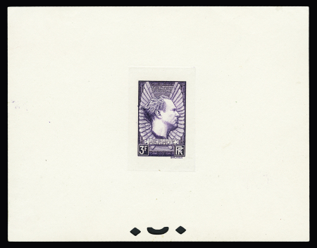 N°338 3f Mermoz, violet, épreuve de luxe, trace de