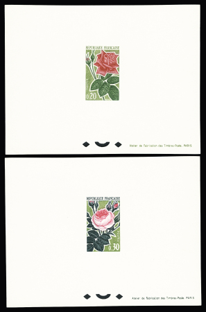 N°1356-1357 Roses, les deux épreuves de luxe, TTB