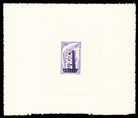 N°1077 Europe 1956 30f, épreuve de couleur en violet,