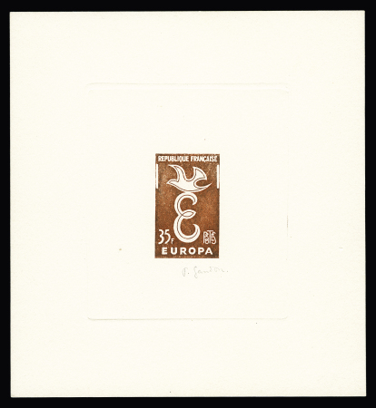 N°1174 Europa 1958 35f, épreuve en rouge signée