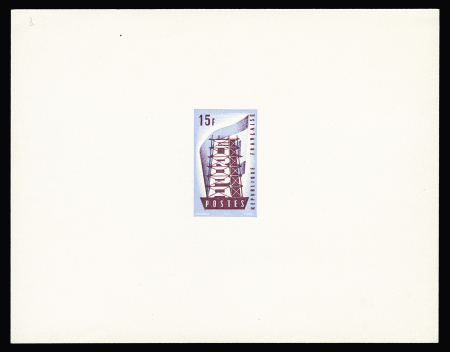 N°1076 Europa 1956 15f, épreuve de couleur en bleu