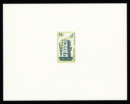 N°1076 Europa 1956 15f, épreuve de couleur en olive