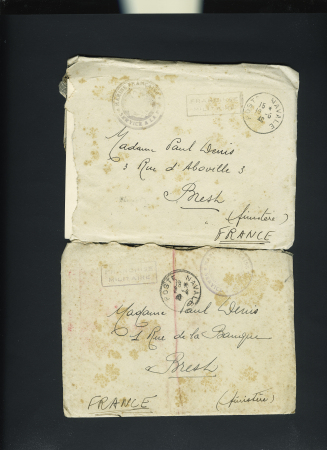 POSTE NAVALE 4 lettres en franchise d'un médecin de la marine à bord de la canonnière Francis Garnier de la flotille du Yang Tsé Kiang (pas de mention, mais l'une contient une carte à en-tete de la flotille du Yang