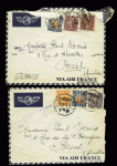 3 lettres avec griffe de censure de la base navale de Shanghaï, tous états (sur une lettre, un timbre manque)