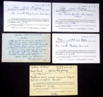 13 cartes postales dont 4 entiers cartes postales 1F20 Pétain du service de renseignements aux familles de Toulon avec messages radios envoyés de marine Haïphong. TB