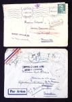 9 plis divers de poste navale dont CAD hex "croiseur Duguay Trouin" (1950), ravitailleur Jules Verne (1938 et 1939), "porte avions Lafayette" (1953 et 1954) et CAD rond "Brest-Arsenal Finistère" (1939). B et TB