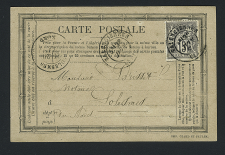 NORD : CP privée sur carton gris "Imprimerie G-Giard et Seulin, Valenciennes" (PRI 69 C). TB. Cote 80€