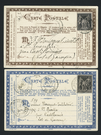 2 CP privées Sténo-Duployé, l'une avec bordure brune, l'autre avec bordure bleue. TB