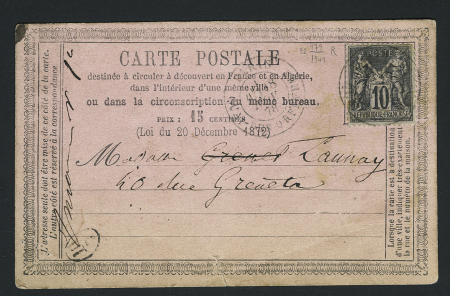 CP privée rose-lilas "Bureau d'assistance judiciaire près le Tribunal de la Seine" avec mention "Prix 15 centimes" (PRI 41 B). TB. Cote 50€