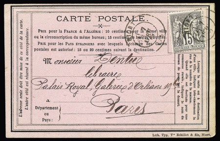 DEUX SEVRES : CP privée sur carton violet clair "L.Clouzot, Librairie Poitevine, Niort" (PRI C 32 D). TB. Cote 80€