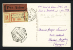 19.11.1929 Paris - Madrid direct - carte postale illustrée recommandée par CGA. 40 plis transportés (M245). Rare et TB
