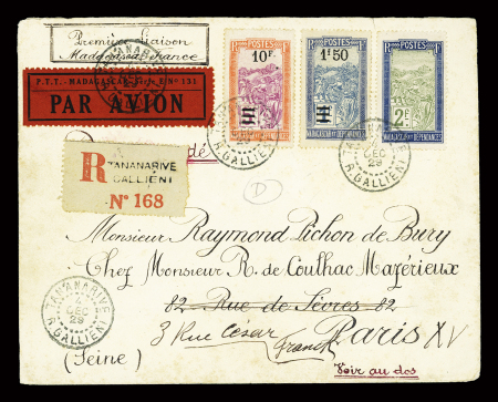 8.12.29 Tananarive - France par Goulette (accidenté à Juan de Nova) arrivée Paris 10.1.30 (M8 Madagascar). TB