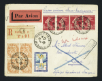 10/16.12.29 Paris - Gao par Roux et Caillol lettre recommandée AFF n°238, 4 pièces + 109, bloc de 4, étape du raid France - Madagascar (M248). TB