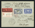15/28.1.1930 Istres - Pondichéry par Girier et Weiss - lettre recommandée AFF n°123 + 245 (M252). TB