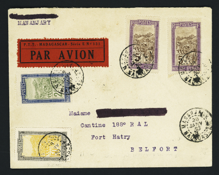 6.2.1930 Tananarive - France par Goulette, accident à Elisabethville sans mention (M10 Madagascar). Nom du destinataire rayé. TB