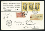 22/3 - 4/5. 1930 Brazzaville - Paris par Goulette, Marchaisseau et Bourgeois. Enveloppe spéciale recommandée avec signature de Goulette (M2 Congo). TB